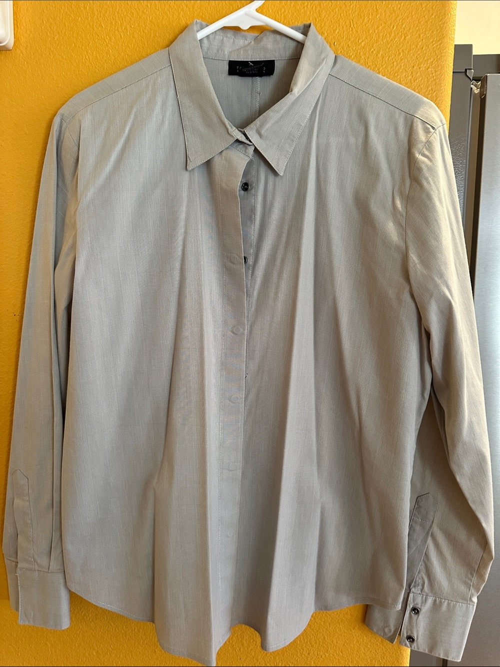 Women’s Long-Sleeve Dress Shirt in Light Gray